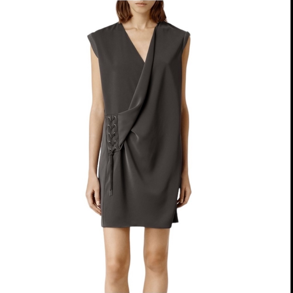 All Saints Aures Olive Wrap Mini Dress Sz 00